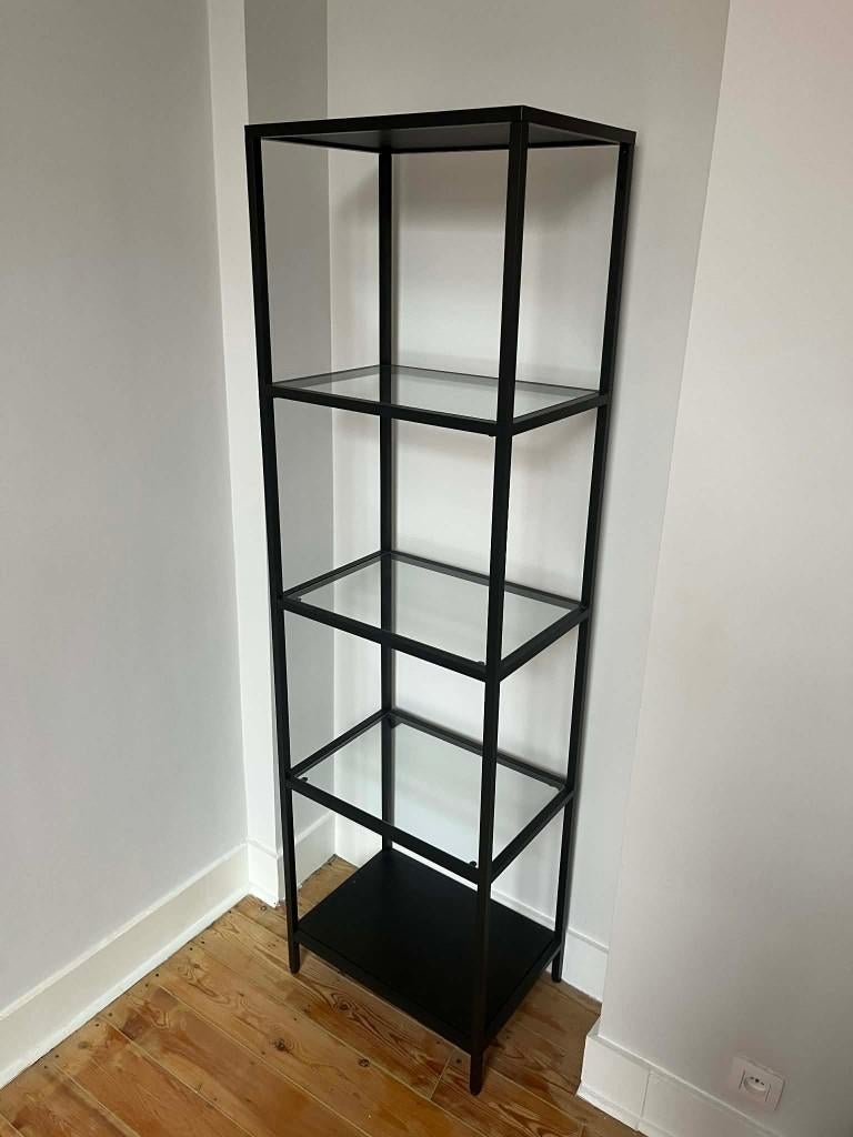 Etagère noire/verre VITTSJÖ Ikea, Huis en Inrichting, Ophalen, Zo goed als nieuw