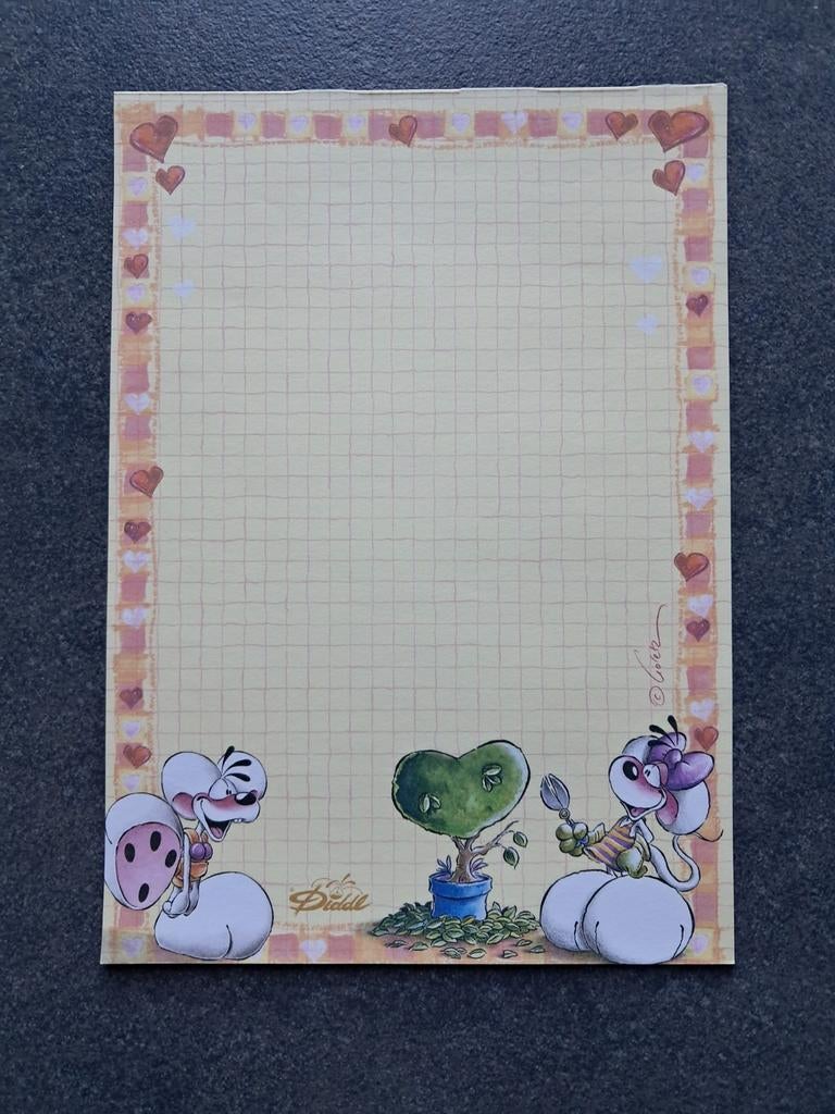 Lot de 5 feuilles jaunes Diddl, Collections, Enlèvement ou Envoi, Diddl, Comme neuf, Papier, Carte ou Papeterie