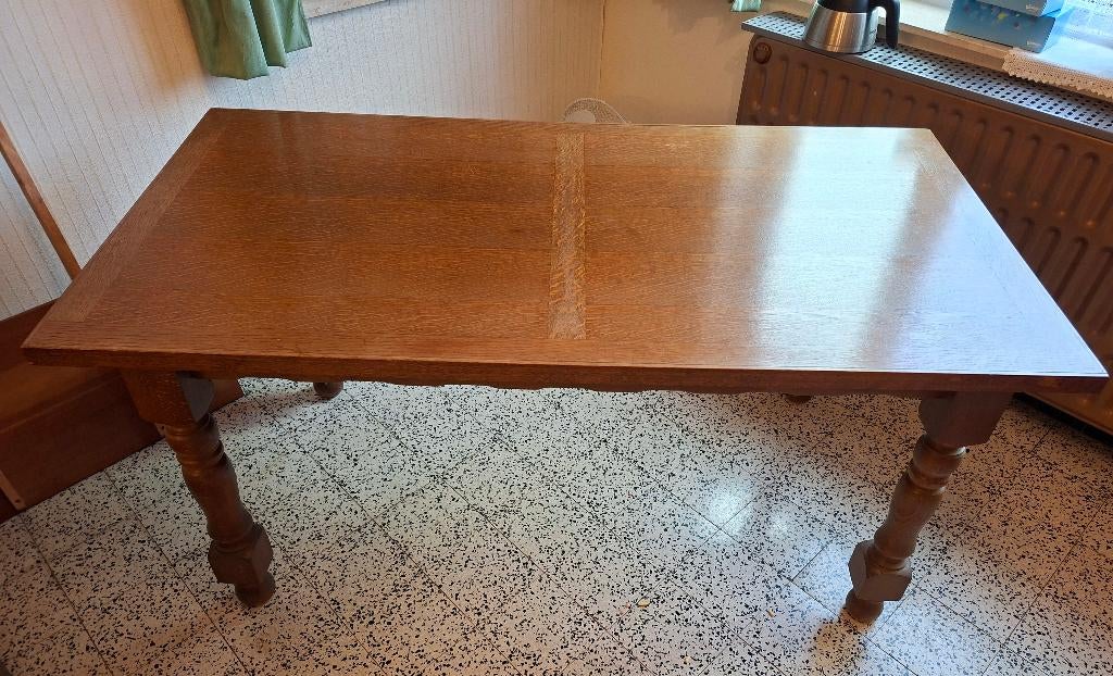 Table plaqué chêne et 6 chaises, Enlèvement, Utilisé, 4 à 6 chaises