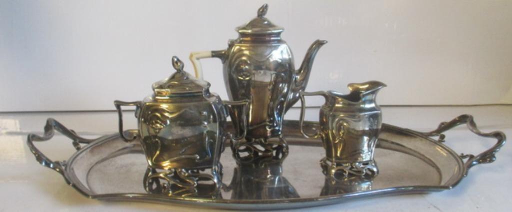 service à café Vienna en métal argenté art nouveau BMF, Envoi