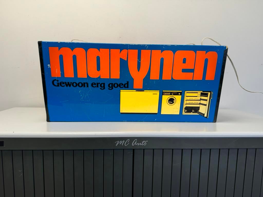 Caisson lumineux publicitaire pour produits blancs MARYNEN, Enlèvement ou Envoi, Utilisé, Table lumineuse ou lampe (néon)