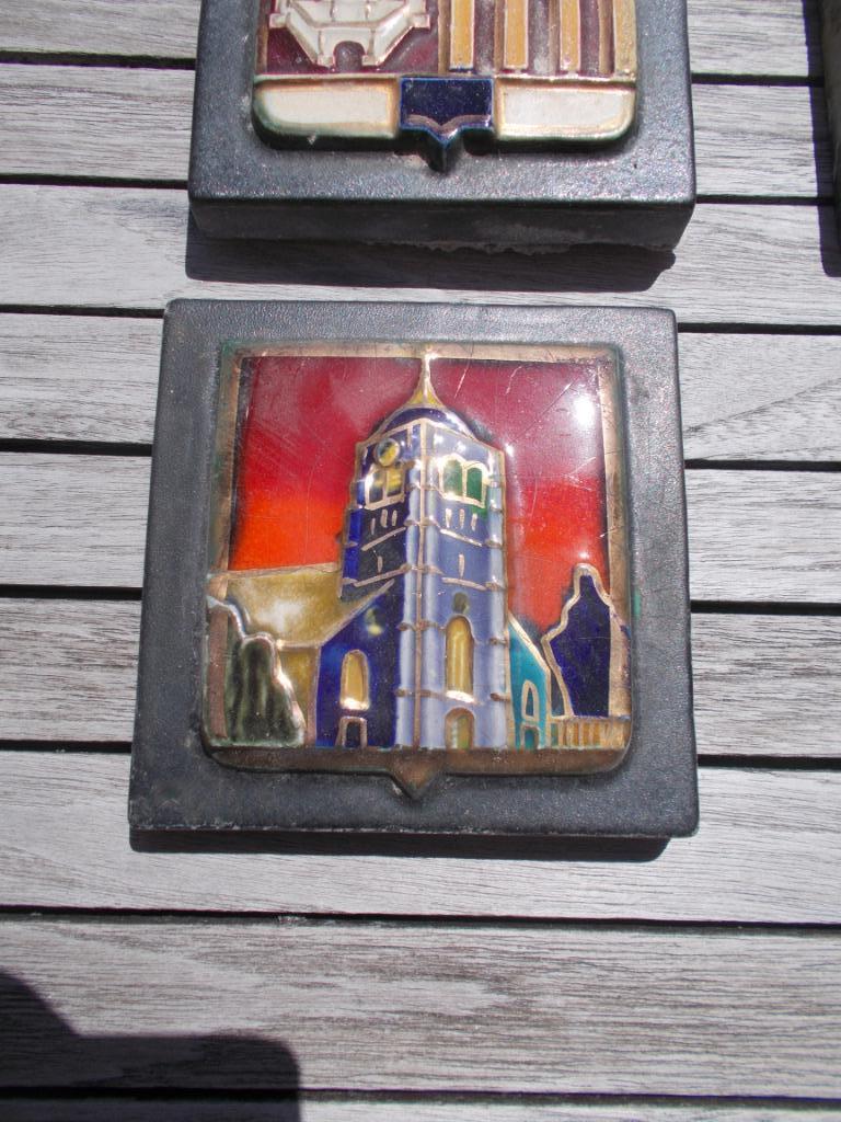 Oude heraldiek keramische tegels 4 st, Enlèvement ou Envoi, Utilisé