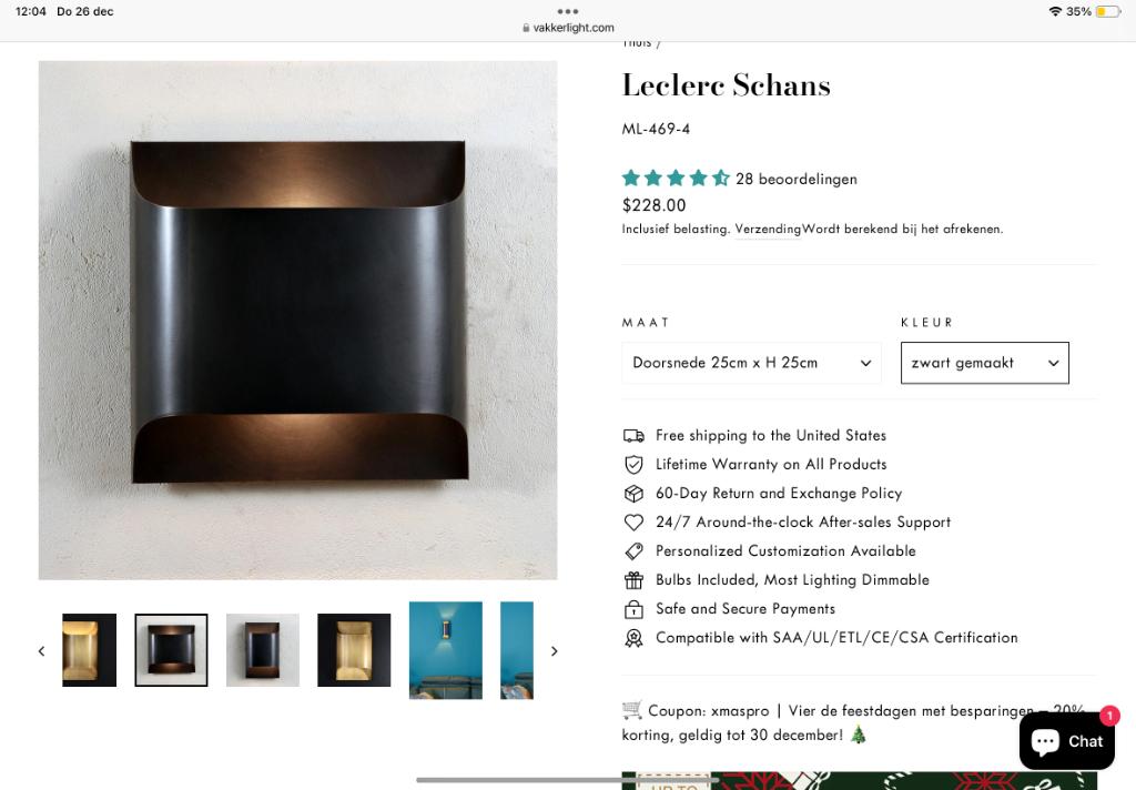 Vintage Design wandlamp - Leclerc Schans, Ophalen