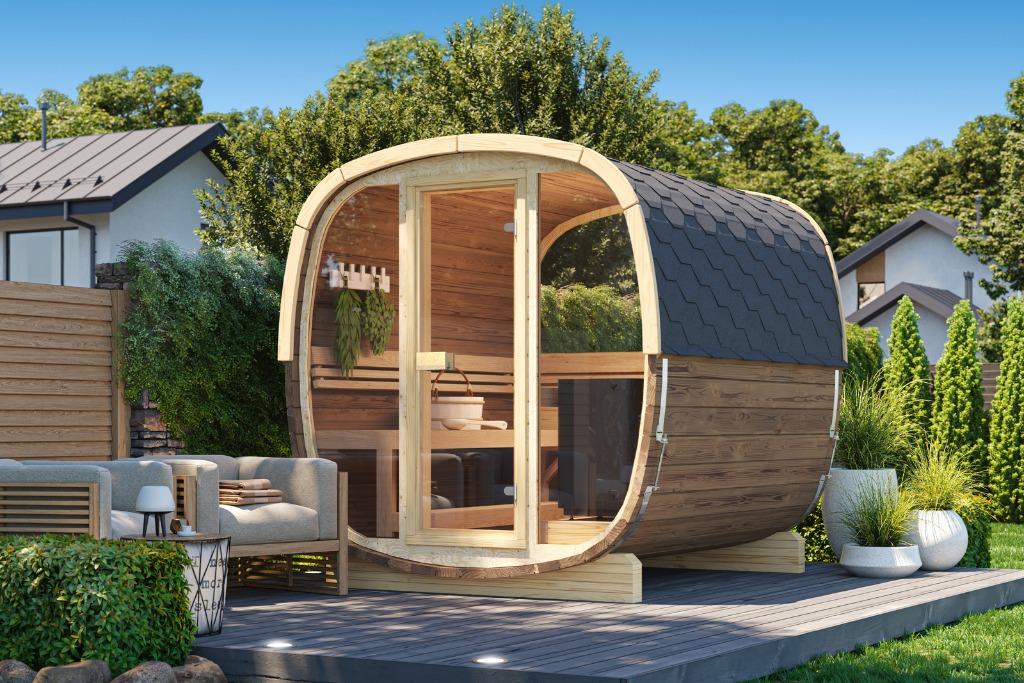 Moderne Cube Buitensauna SKOG230 Thermowood, Hobby en Vrije tijd, Overige Hobby en Vrije tijd, Nieuw, Ophalen of Verzenden