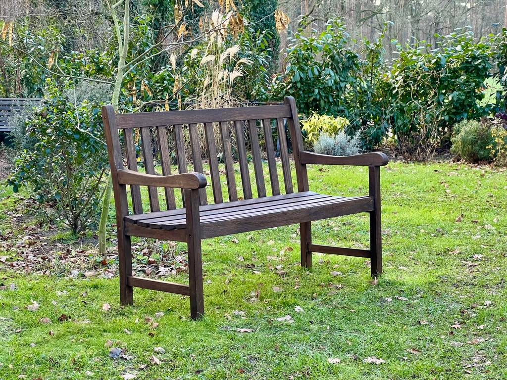 Banc de jardin en teck dans une teinte marron chaud, Enlèvement, Comme neuf, Bois de teck