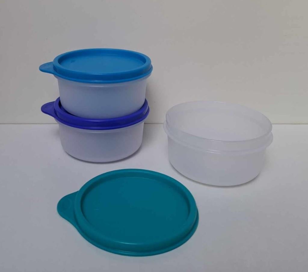 Tupperware™ « Bol Espace » 200 ml x 3 - blanc et bleu, Maison & Meubles, Enlèvement ou Envoi, Neuf, Bleu, Boîte