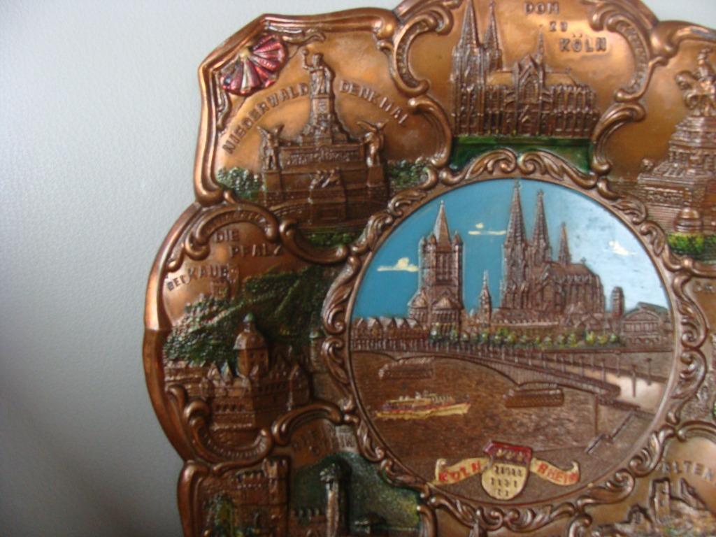 ancien plat cuivre poinçonné Geschm,  21,5 cm, Antiquités & Art, Enlèvement ou Envoi, Cuivre