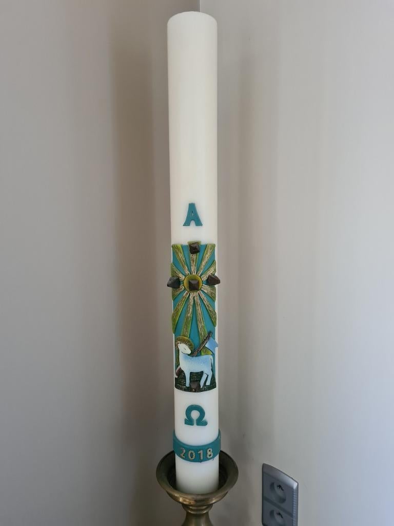 Paaskaars 3 jaartal 2018 grote kaars, Ophalen, Overige materialen, Wit, Zo goed als nieuw