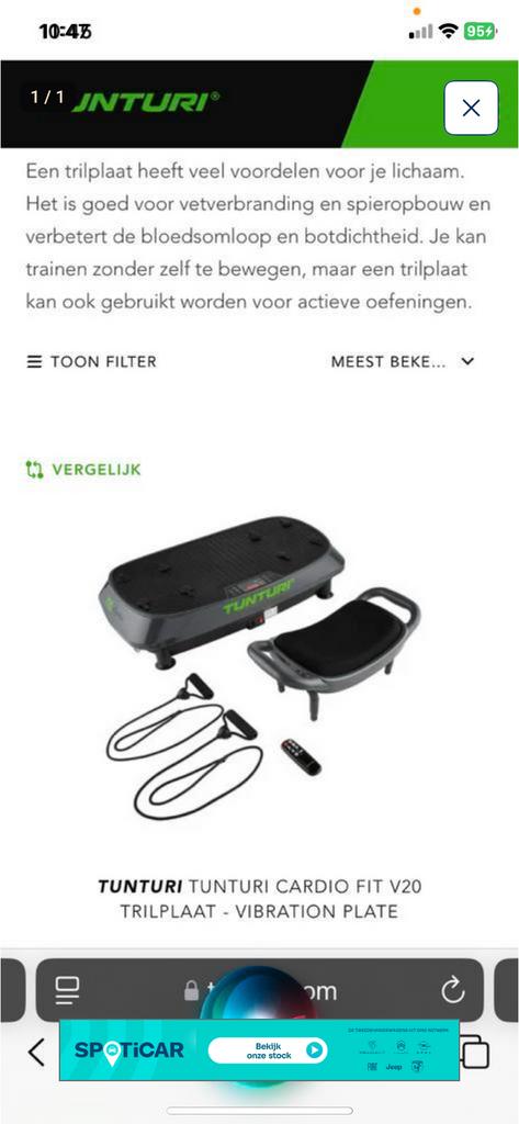 Tunturi Cardio Fit V20, Sport en Fitness, Fitnessapparatuur, Ophalen, Zo goed als nieuw, Trilplaat