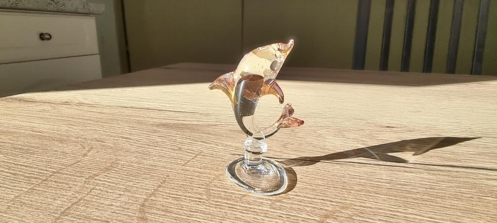 Beeldje dolfijn in glas, Verzamelen, Ophalen of Verzenden, Zo goed als nieuw, Dier