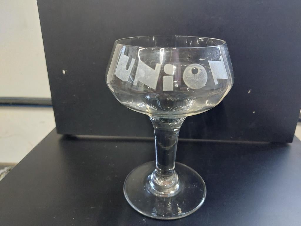 Oud bierglas Union, Verzamelen, Glas en Drinkglazen, Ophalen of Verzenden, Zo goed als nieuw, Bierglas