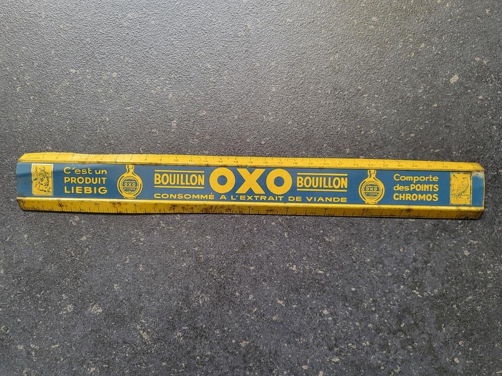 Vintage Liebig OXO Bouillon meetlat blik, Ophalen of Verzenden