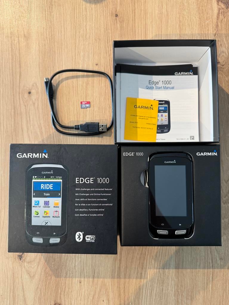 Garmin Edge 1000 met 32 GB SD kaart, Ophalen, GPS, Zo goed als nieuw