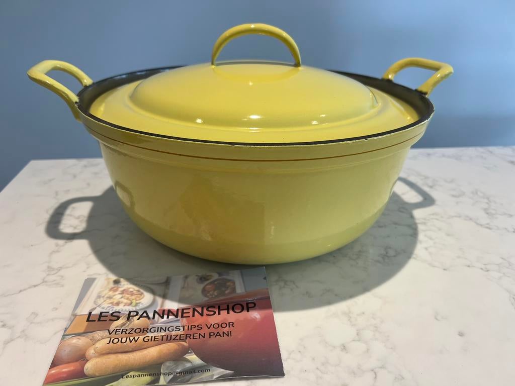 Vintage gietijzeren Faitout van DRU, 32 cm in goede staat, Ophalen of Verzenden, Gebruikt, Gietijzer, Keramische plaat