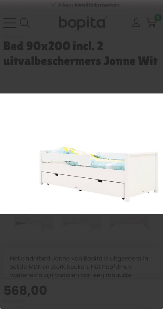 Bopita 1-persoonsbed met bedlade, lattenbodem en matras., Kinderen en Baby's, Ophalen, 85 tot 100 cm, Gebruikt, Lattenbodem