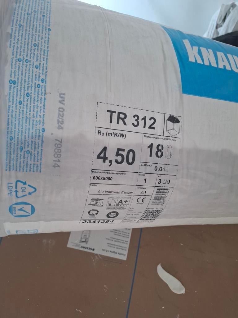 Isolation knauf TR312, Bricolage & Construction, Neuf, 10 m²² ou plus, 150 cm ou plus, 30 cm ou plus