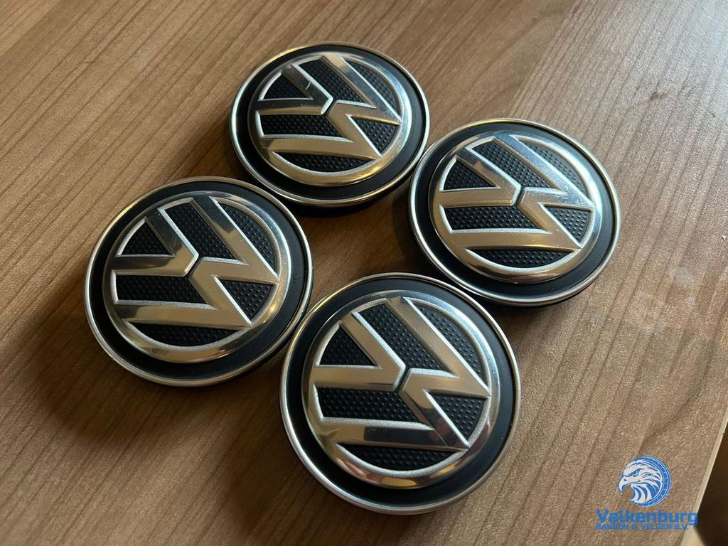 ORIGINELE VW Volkswagen naafkap naafdop set zwart chroom, Gebruikt, -, Verzenden, -