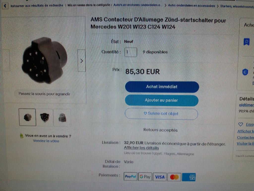 CONTACTOR vanaf W124 - W123 - - MERCEDES., Auto-onderdelen, Motor en Toebehoren, Ophalen, Nieuw