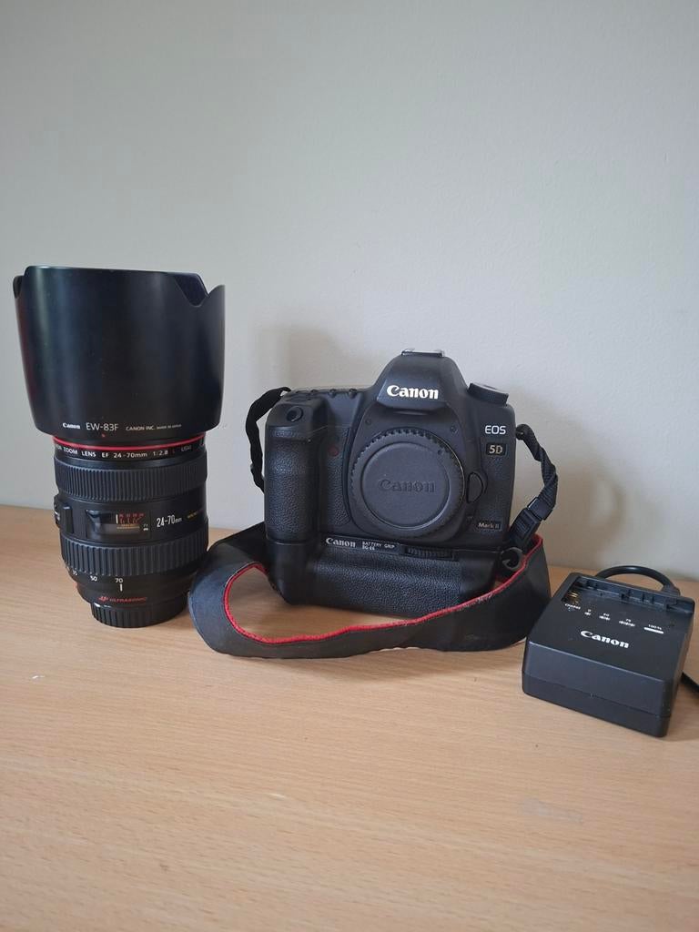 Canon 5D Mark II en Canon EF 24 - 70 mm 1:2.8 L USM, Ophalen, Zo goed als nieuw, Spiegelreflex, Canon