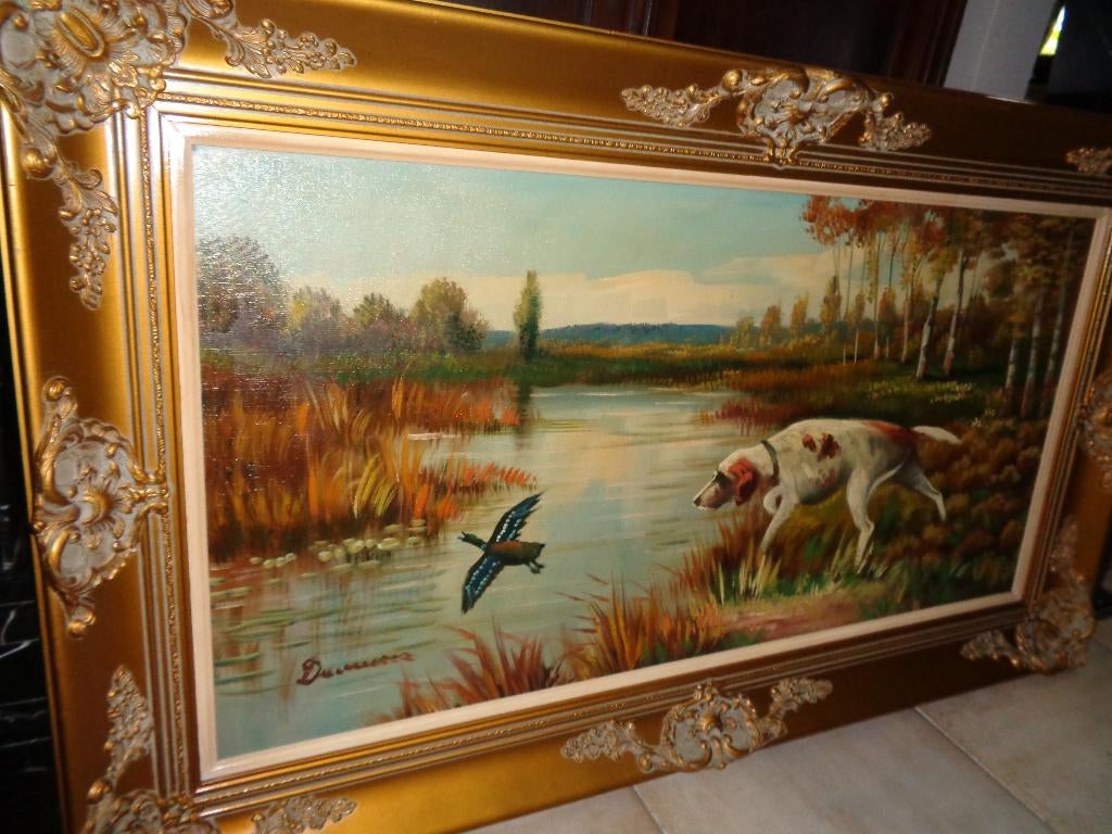 *Prachtige grote gesigneerde schilderij met zéér mooie kader, Ophalen