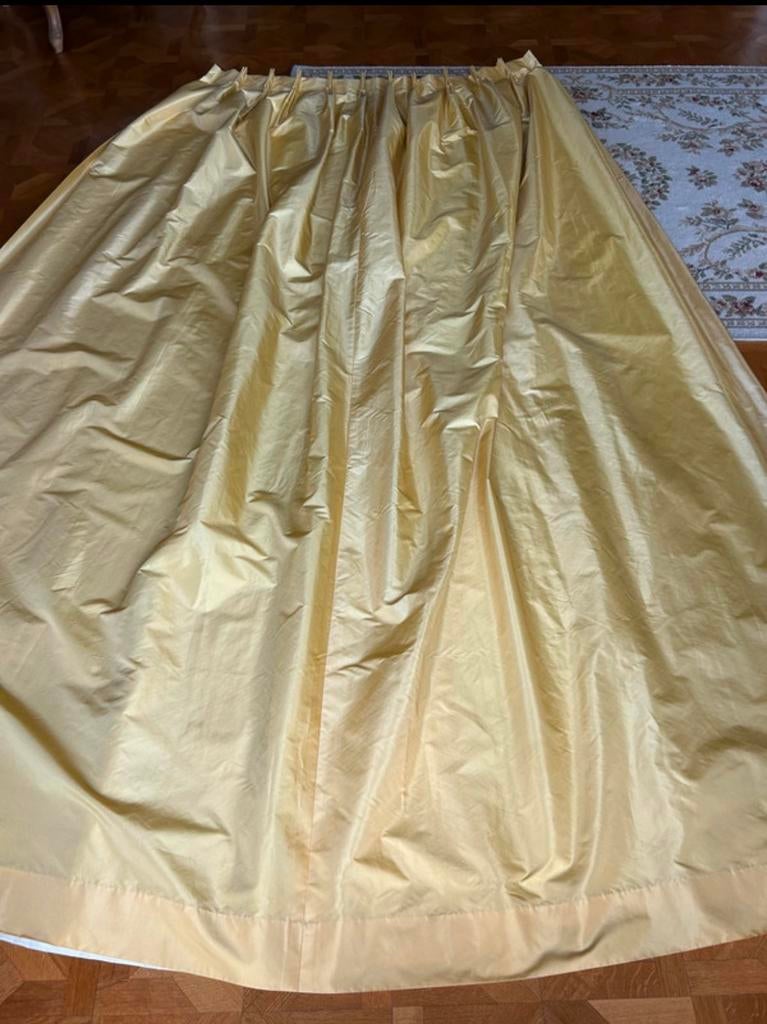 2 Magnifiques tentures très longues jaune or en taffetas, Ophalen of Verzenden, Zo goed als nieuw