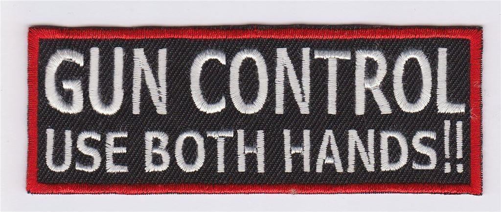 Gun control use both hands patch embleem, Verzenden, Nieuw