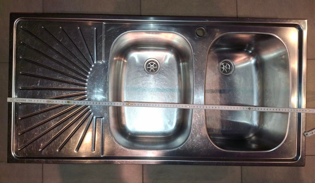 Évier double en acier inoxydable, 25 à 50 cm, Autres couleurs, Enlèvement, Utilisé