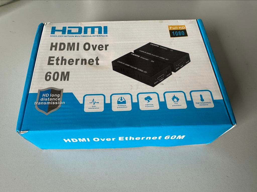 Hdmi over ethernet, 60m, TV, Hi-fi & Vidéo, Accessoires pour projecteurs, Enlèvement, Comme neuf