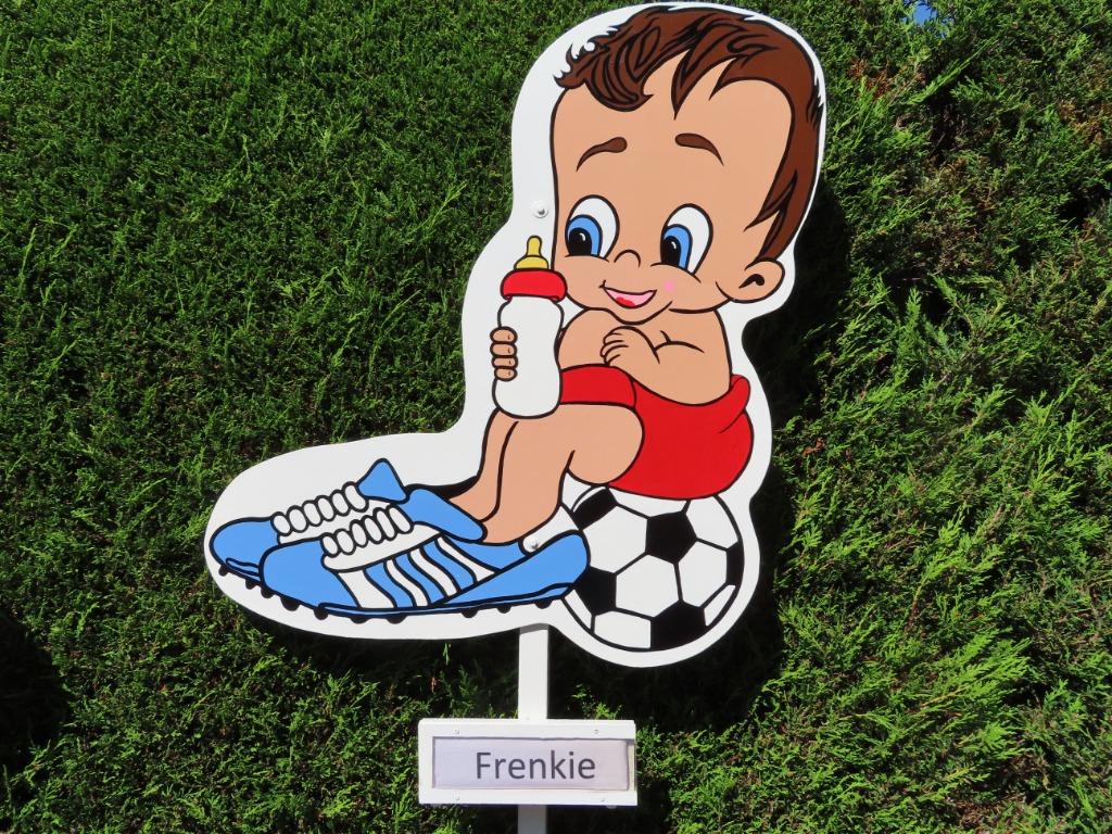 Geboortebord voetballer naar keuze met grondpaal en naambord, Enlèvement, Neuf, Tableau de naissance