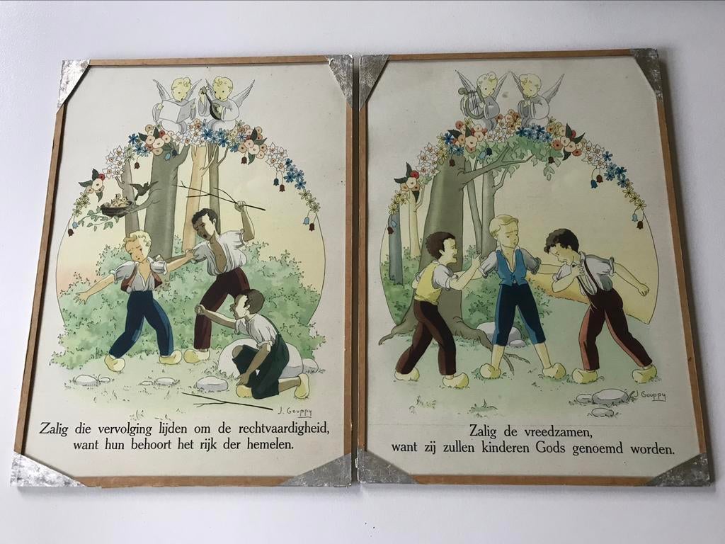 Mooie set van 2 oude lijsten kaders glas, Ophalen of Verzenden