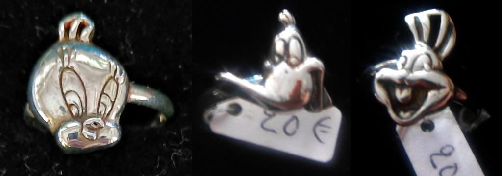 Bague Titi, Daffy Duck ou Bugs Bunny (Looney Tunes), argent, Neuf, Enlèvement ou Envoi, Femme ou Homme, Argent