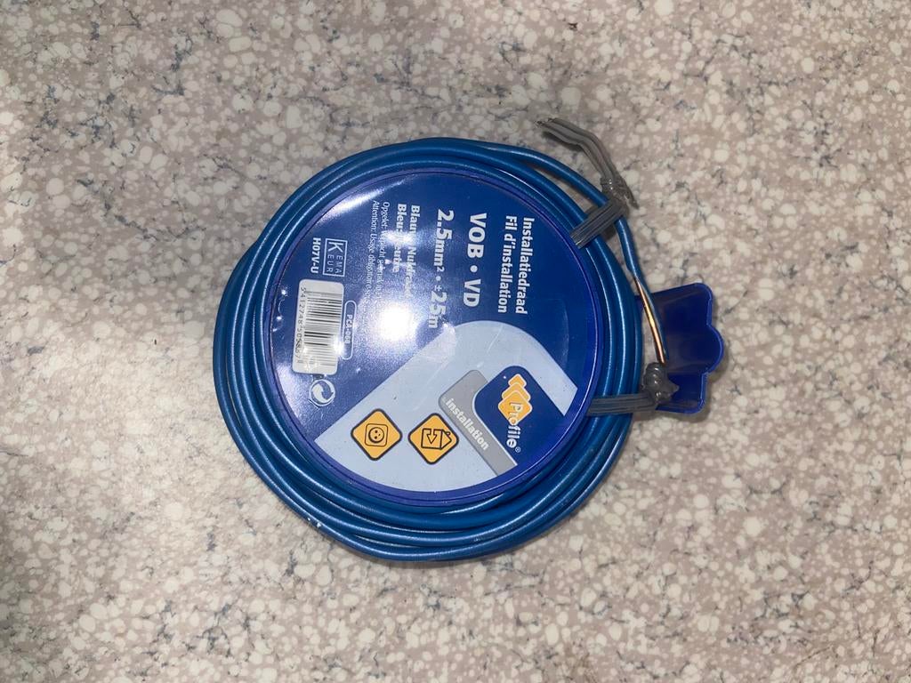 Fil d’installation bleu VOB VD 2.5mm2, Enlèvement, Neuf, Câble ou Fil électrique