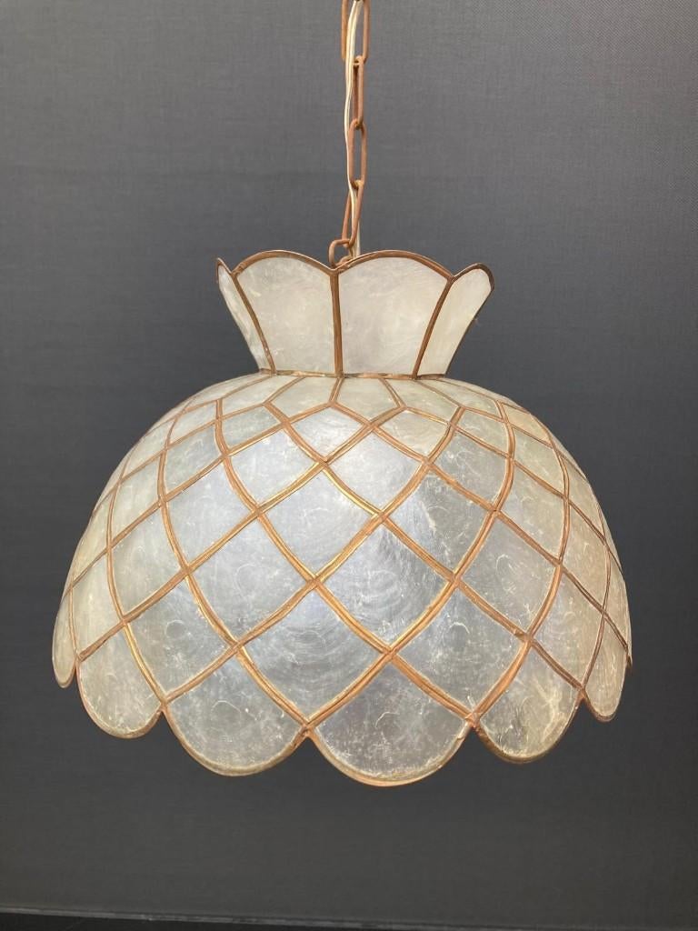 Authentieke lamp - parelmoer metaal, Ophalen, Zo goed als nieuw, Metaal