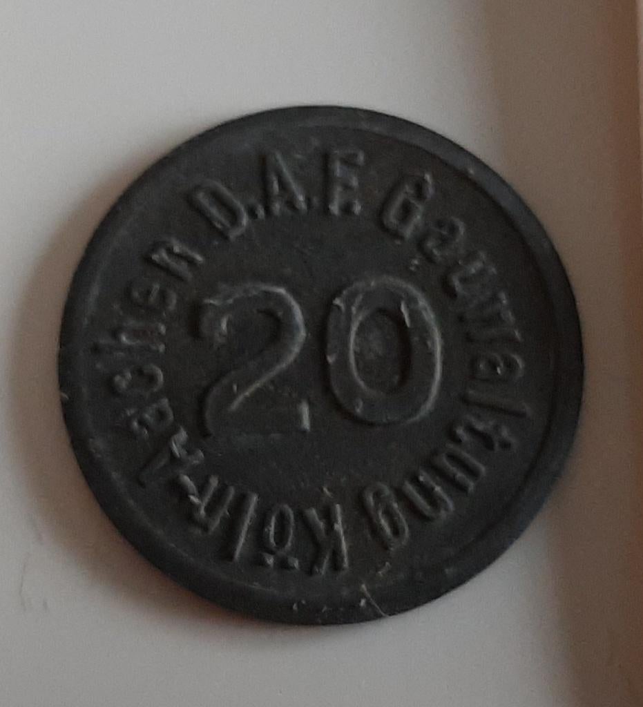 20 reichspfennig pfennig Gauwaltung pour cantine 3 Reich, Timbres & Monnaies, Monnaies | Europe | Monnaies non-euro, Monnaie en vrac