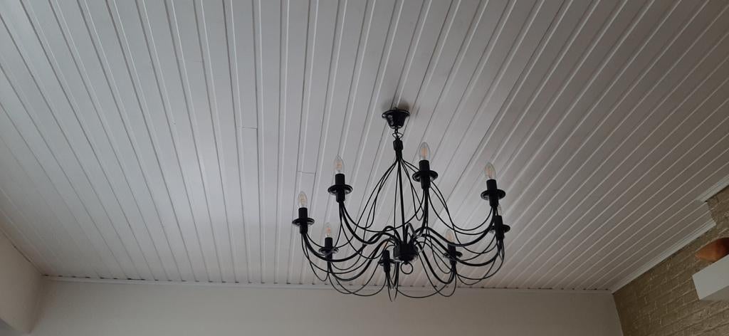 Kroonluchter, hanglamp in hoogglans zwart, Enlèvement ou Envoi, Comme neuf