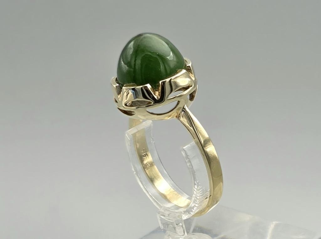 Bague vintage en or avec agate verte. 2025/579., Bijoux, Sacs & Beauté, Bagues, Comme neuf, Or, Vert, 17 à 18