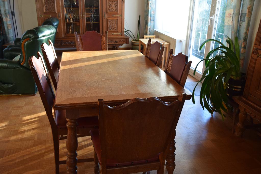 Salle à manger complète en chêne, Maison & Meubles, Enlèvement, Utilisé, Ancien (chêne), 6 à 8 chaises