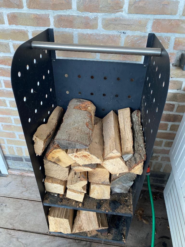 Haardhoutrek 107 x 35 x 43 cm - mobiel- nog beschikbaar., Tuin en Terras, Brandhout, Ophalen