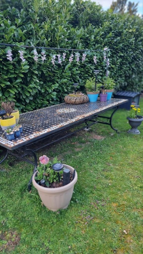 GRATIS OPHALEN Metalen Marokkaanse tuintafel 300x100 cm, Tuin en Terras, Ophalen