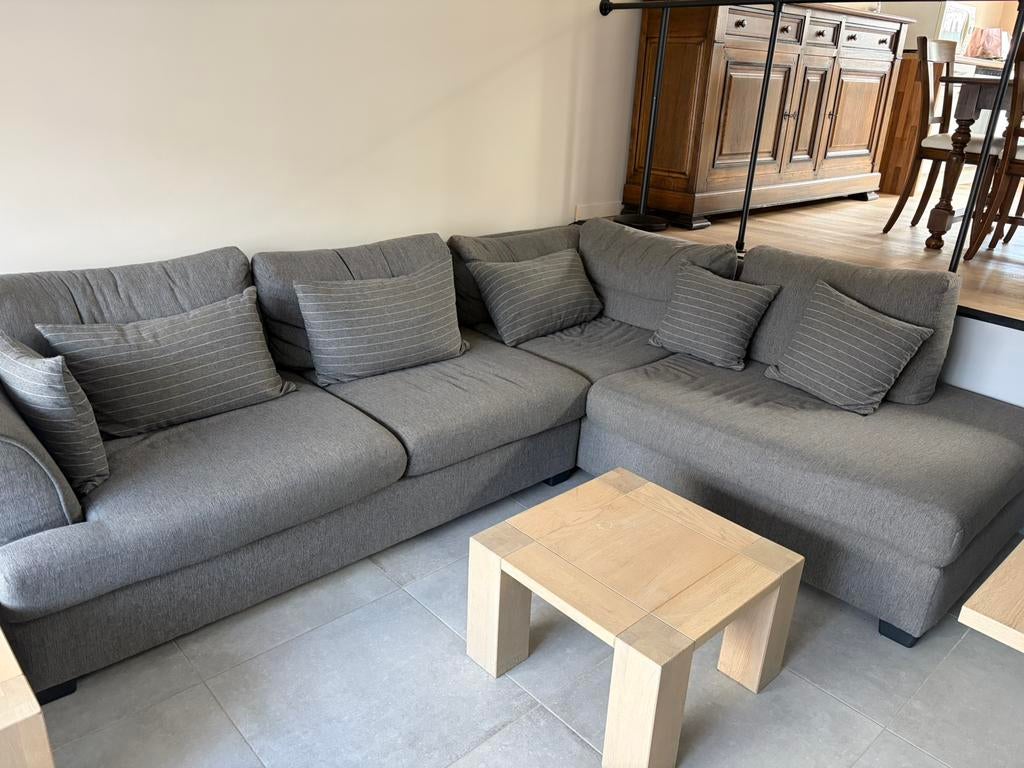 Stoffen grijs hoeksalon, Huis en Inrichting, Ophalen, Gebruikt, Stof