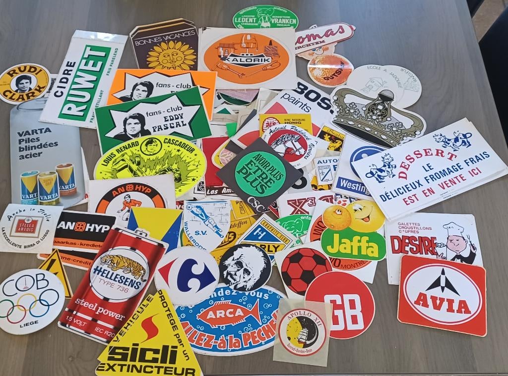 Lot 100 autocollants vintage années 70, Collections, Enlèvement ou Envoi, Comme neuf, Autres types