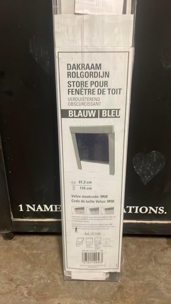 Dakraam rolgordijn, Ophalen, Zo goed als nieuw, Blauw