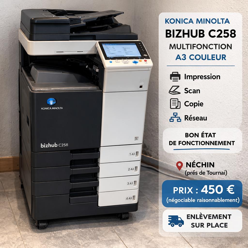 Konica Minolta Bizhub C258 — Multifunctioneel A3-kleuren, Computers en Software, Printers, Ophalen, Kleur printen, Printer, Draadloos