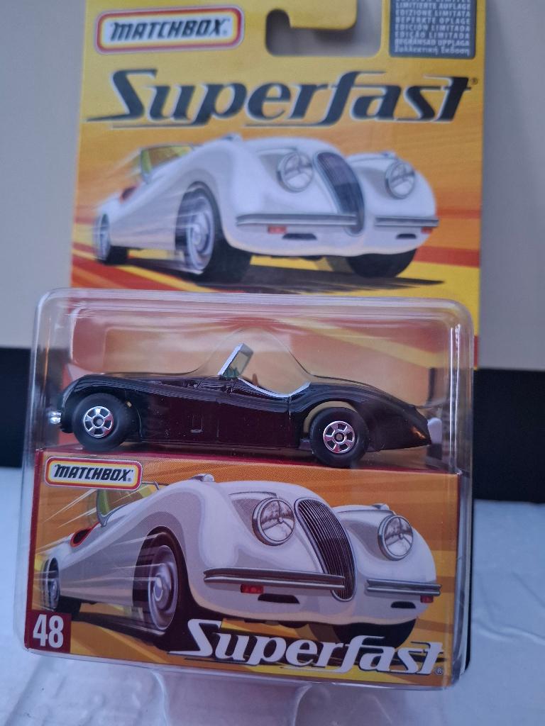 Matchbox nr. 48 Jaguar XK 120 Zwart Superfast Mint, Ophalen, Zo goed als nieuw, Auto
