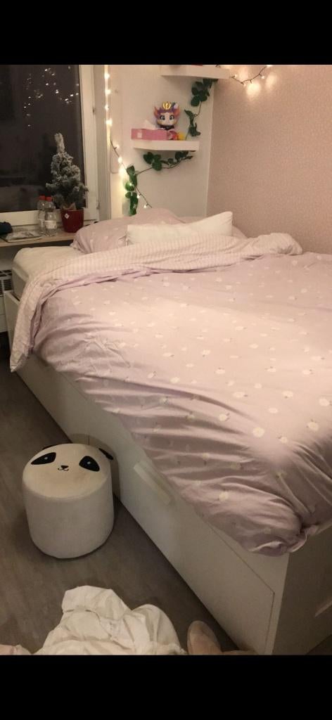 BED (140x200) - MATRAS INCL, Ophalen, Gebruikt, 140 cm, Twijfelaar