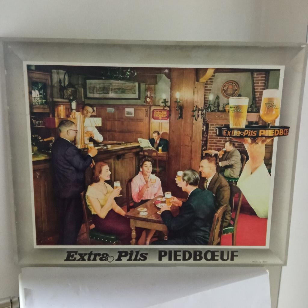 PIEDBOEUF-reclame, Verzamelen, Biermerken, Ophalen of Verzenden, Gebruikt, Reclamebord, Plaat of Schild, Jupiler