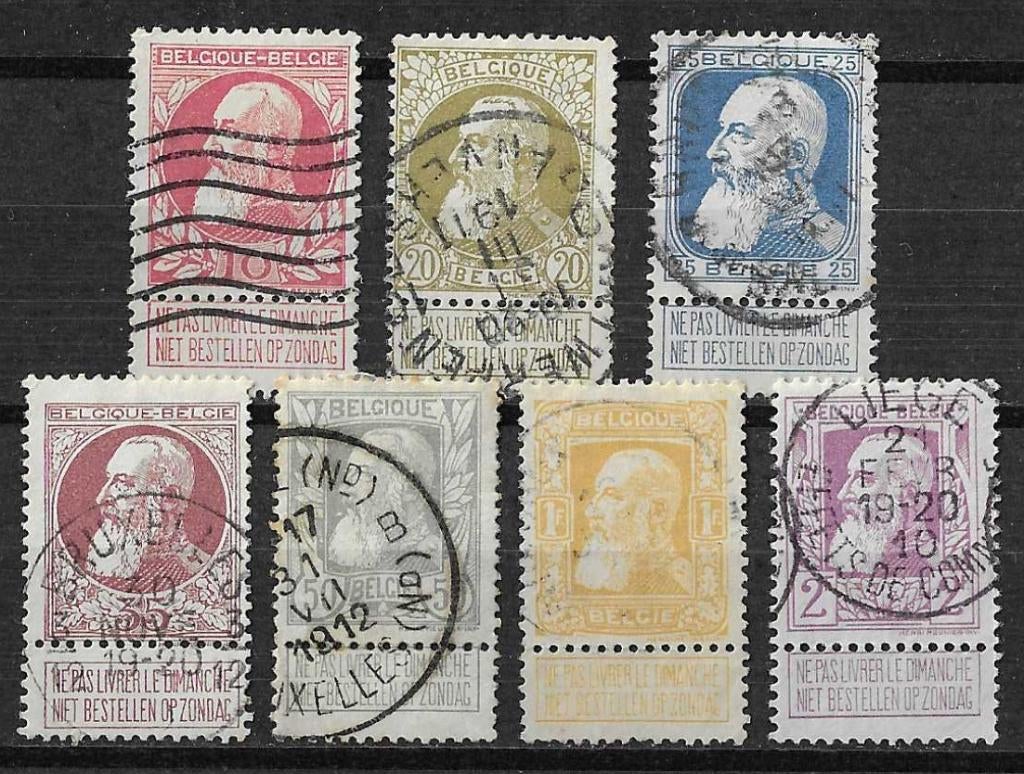 Belgique OPC 74-80 King Leopold II Type Barbe grossière, Enlèvement ou Envoi, Affranchi, Maison royale