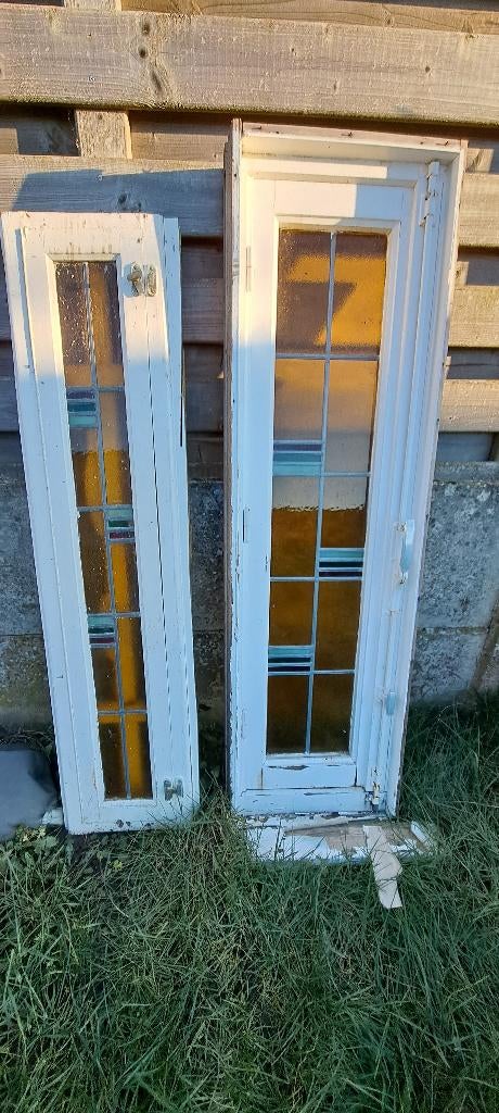 2 glas-in-lood raampjes / loodglas, Doe-het-zelf en Bouw, Glas en Ramen, Ophalen, Gebruikt, Minder dan 80 cm, Glas in lood