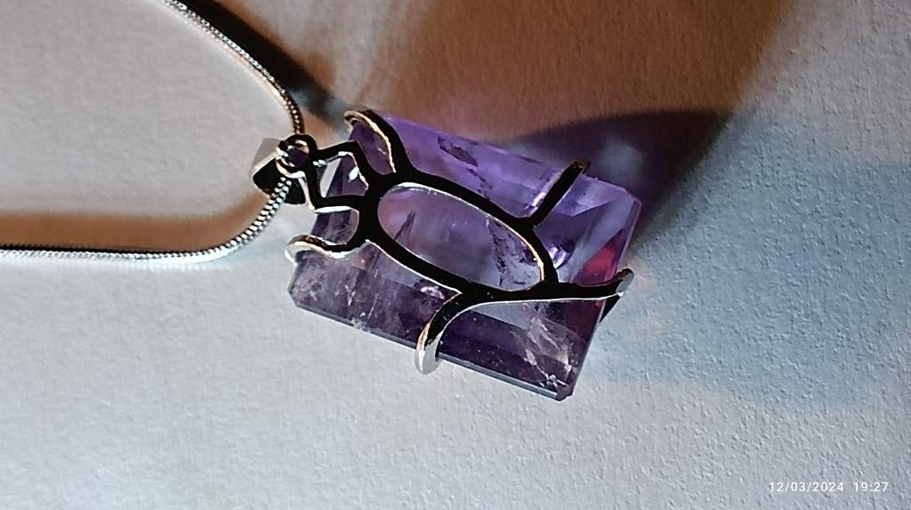 Pendentif en argent massif avec améthyste de Brésil, Bijoux, Sacs & Beauté, Pendentifs, Neuf, Argent, Violet, Avec pierre précieuse