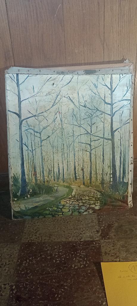 Gesigneerd schilderij, te restaureren, 50x60, n122, Antiek en Kunst, Kunst | Schilderijen | Klassiek, Ophalen